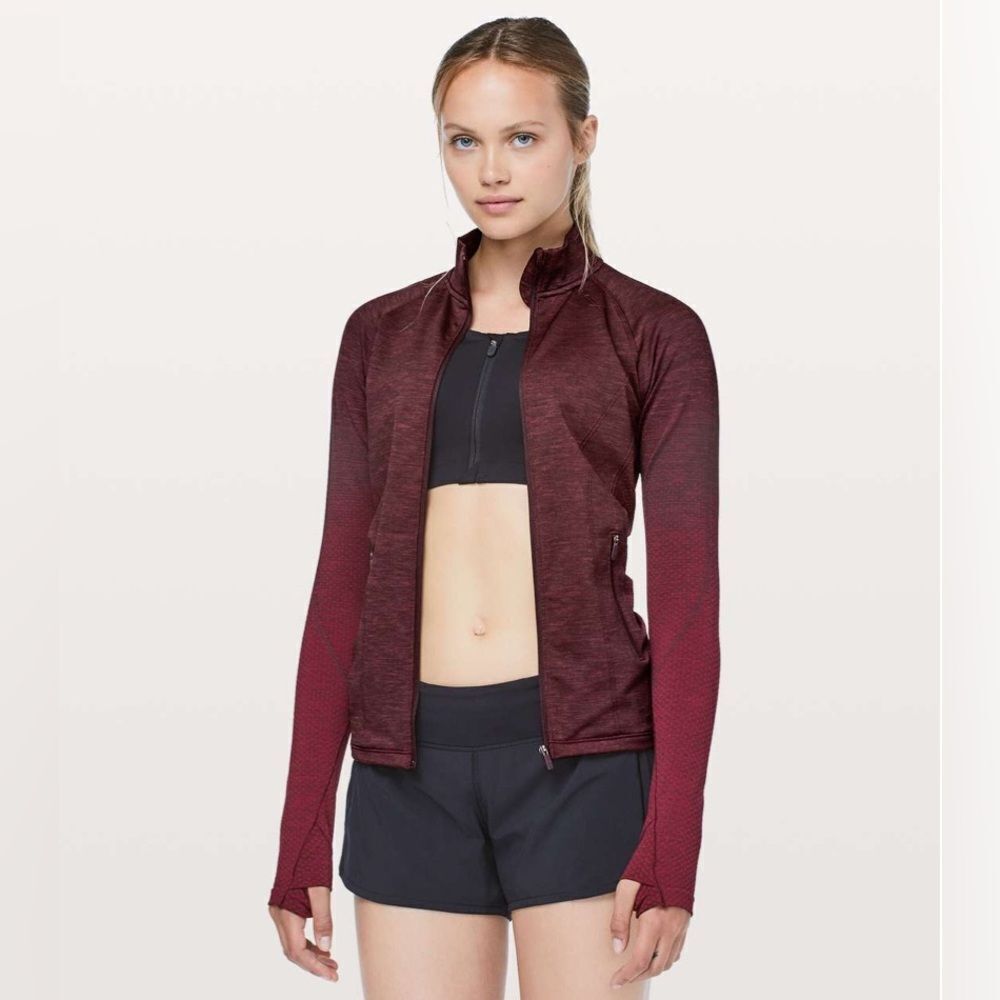 Lululemon Ready To Run Evanescent Star Satin Jacket Red Women's Size 6 Athletic
